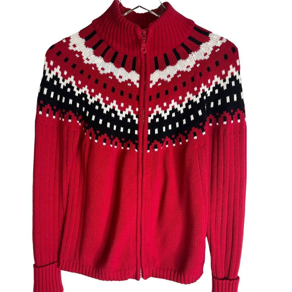 Vintage Fair isle Knitted Covington Full Zippered Cardigan Sweater